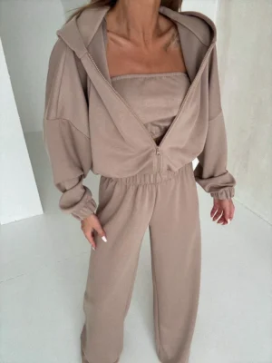 Komplet dresowy 3-częściowy mocca