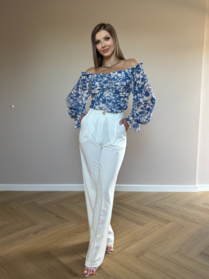 Eleganckie spodnie z wysokim stanem white