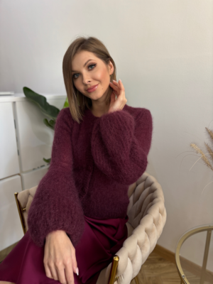 Sweter moher premium z guzikami burgund