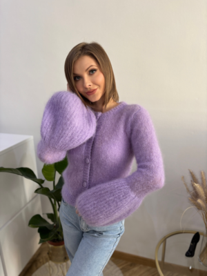 Sweter moher premium z guzikami liliowy