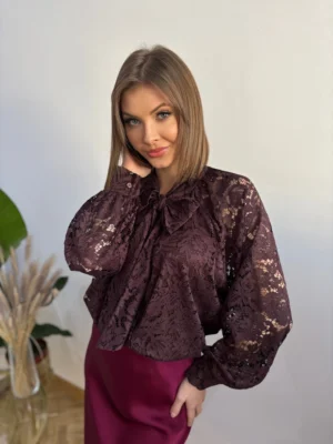 Koszula koronkowa burgund
