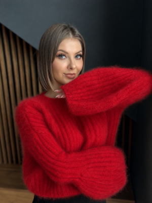 Sweter moher premium czerwony