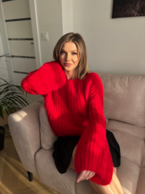 Sweter moher premium czerwony