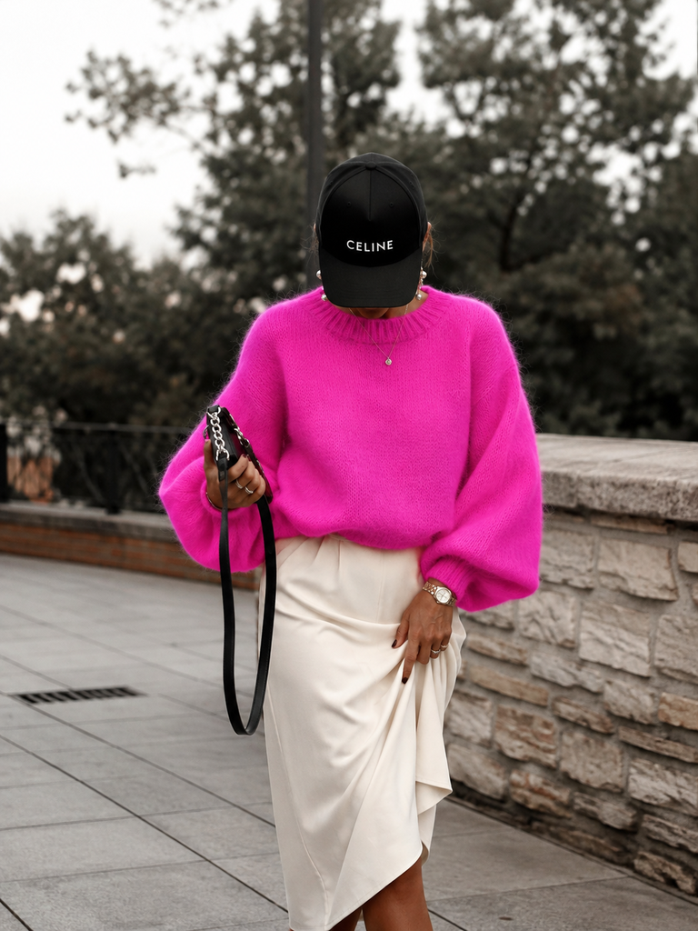 Sweter oversize Super Kid Mohair fuksja